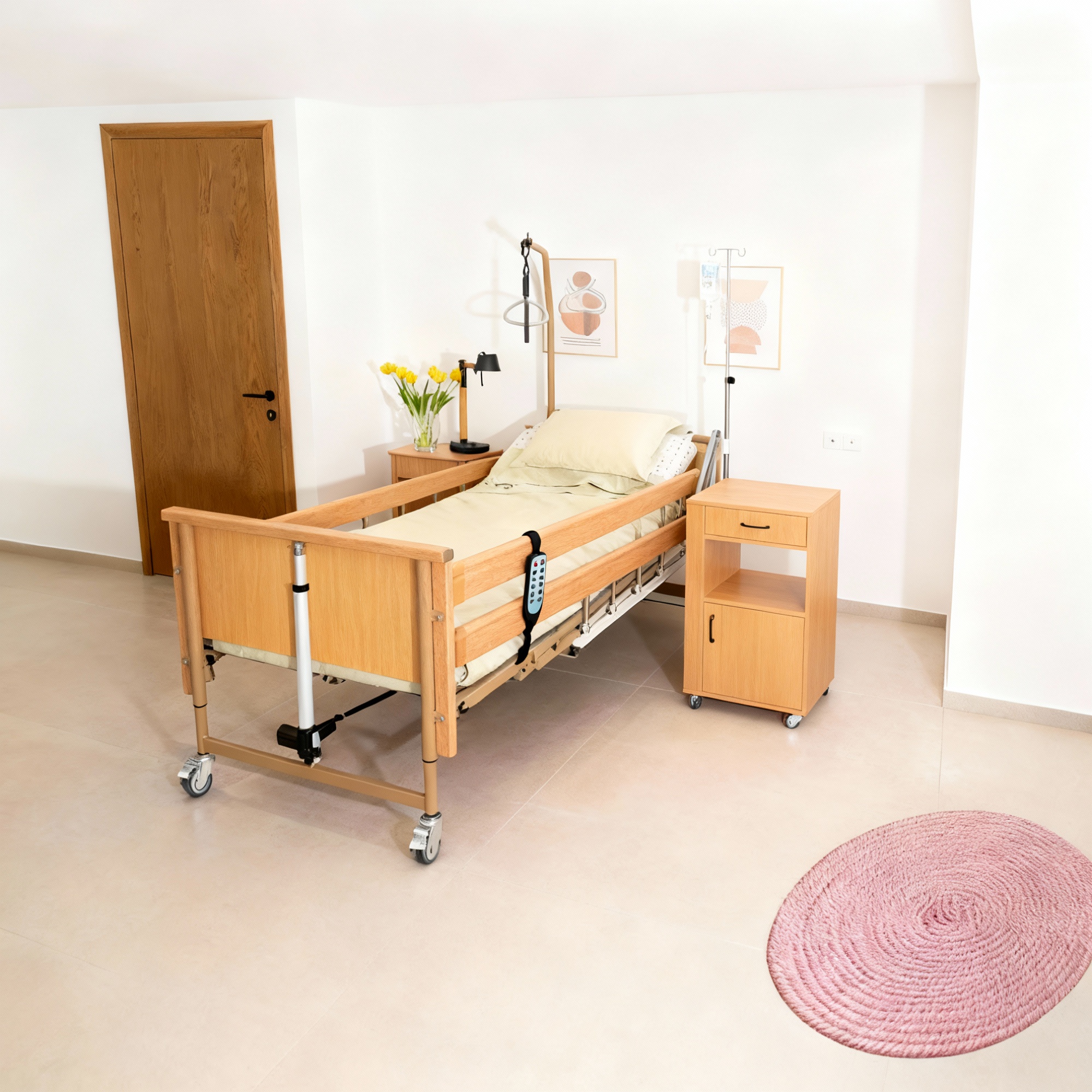 Wooden Bedside Cabinet with Pull-Out Table “LUXURY”  