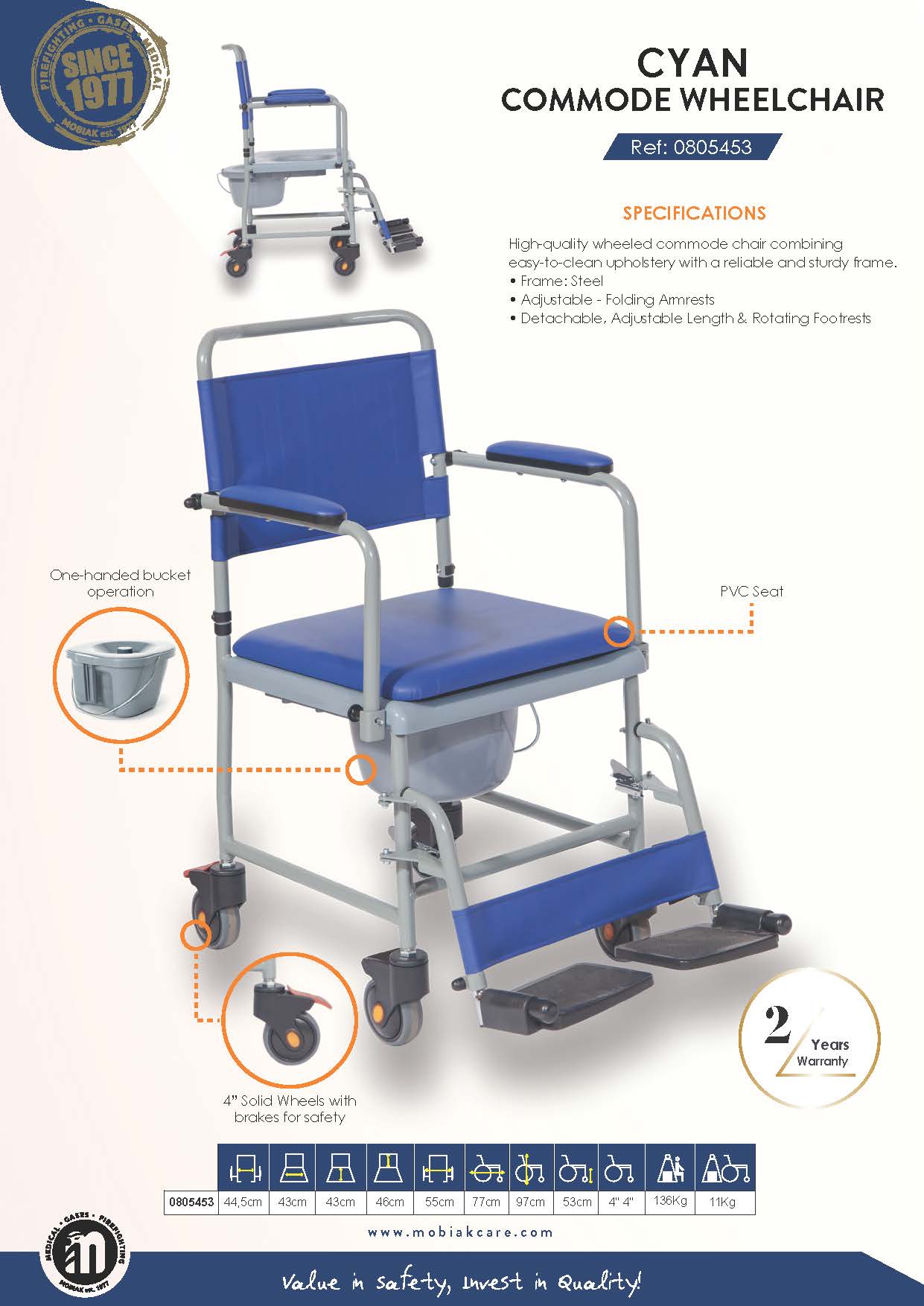Cyan Commode Wheelchair